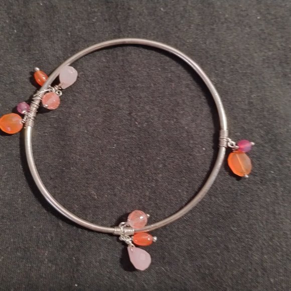 Beautiful Thin Vintage Sterling Silver Beaded Decorated Bracelets (2) - Picture 7 of 8